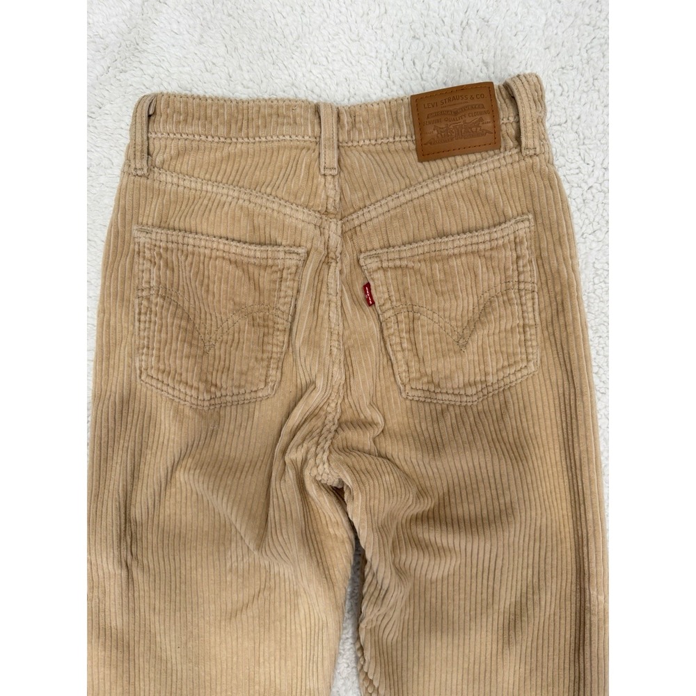Levi Corduroy Pants Size 27 Tan Wide Leg High Rise Cotton Casual Retro Chic - Picture 4 of 11